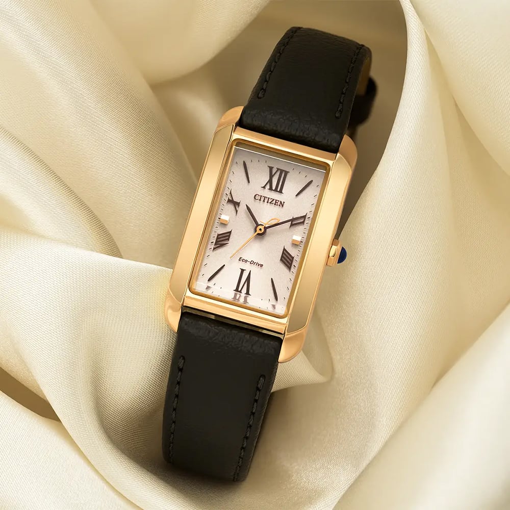 Citizen Ladies L Bianca Eco-Drive Black Leather Strap Watch EW5622-09P