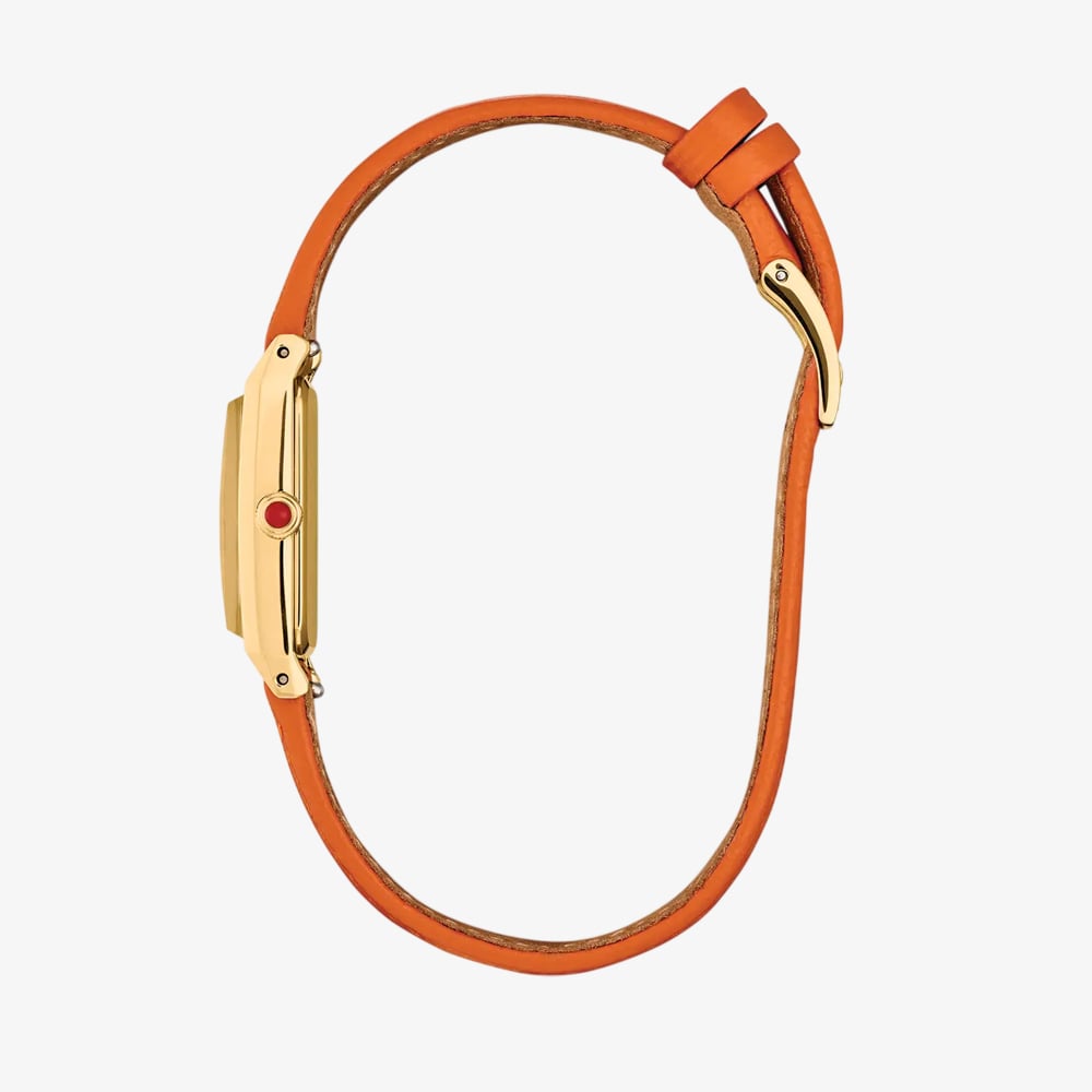 Citizen Ladies Fio Eco-Drive Gold Rectangular Dial Orange Leather Strap Watch EG7122-04A