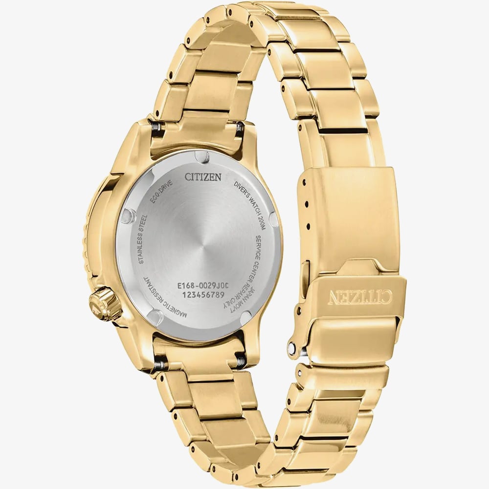 Citizen Ladies Promaster Diver White Dial Golden Bracelet Watch EO2029-54A