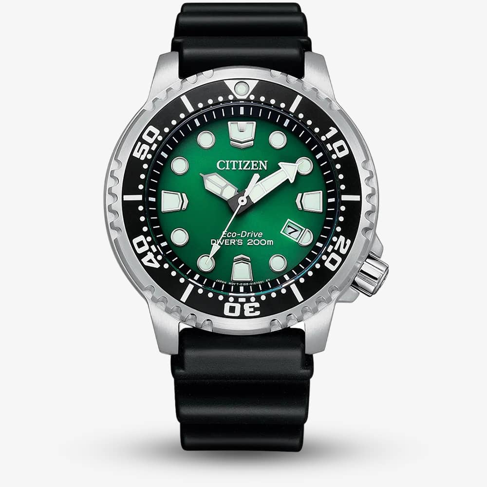 Product photograph of Citizen Promaster Marine Eco-drive Green Watch Bn0154-01x from The Jewel Hut