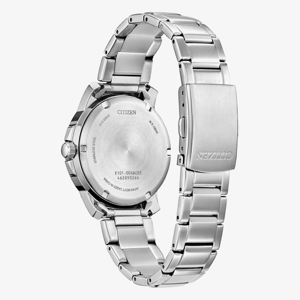 Citizen Mens Eco Drive Silver Tone Black Dial Watch BM8180-62E
