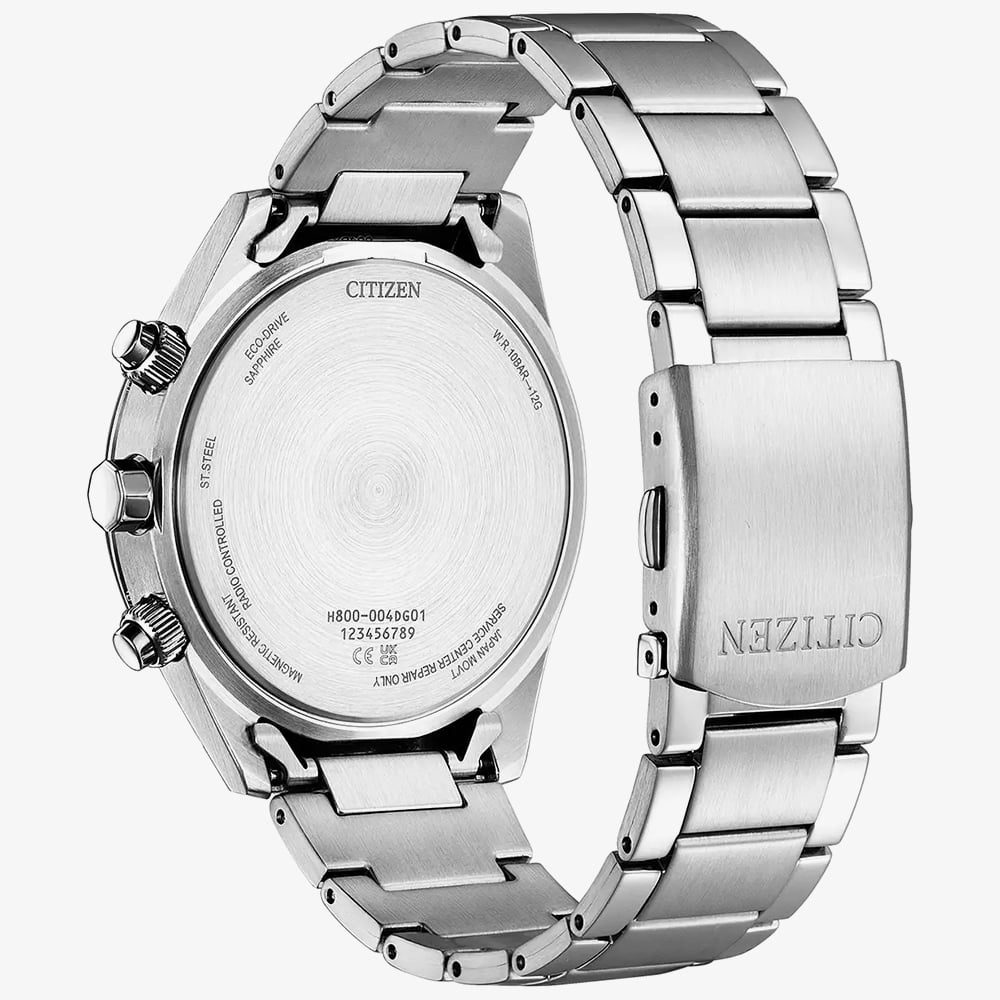 Citizen Mens World Chronograph A.T Atomic Timekeeping Blue Bracelet Watch AT8260-85L
