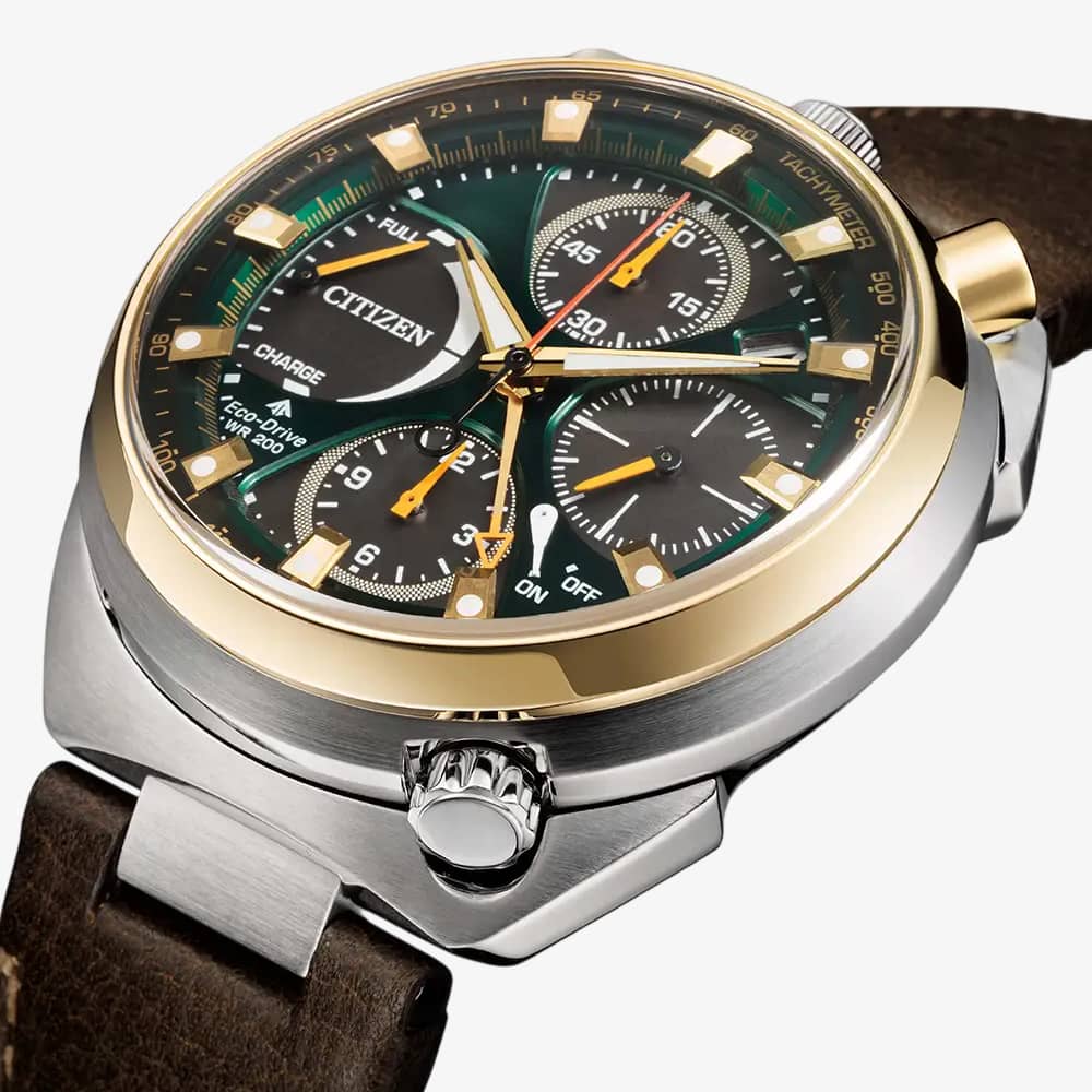 Citizen Mens Limited Edition Promaster Bullhead Racing Chronograph Leather Strap Watch AV0104-06W