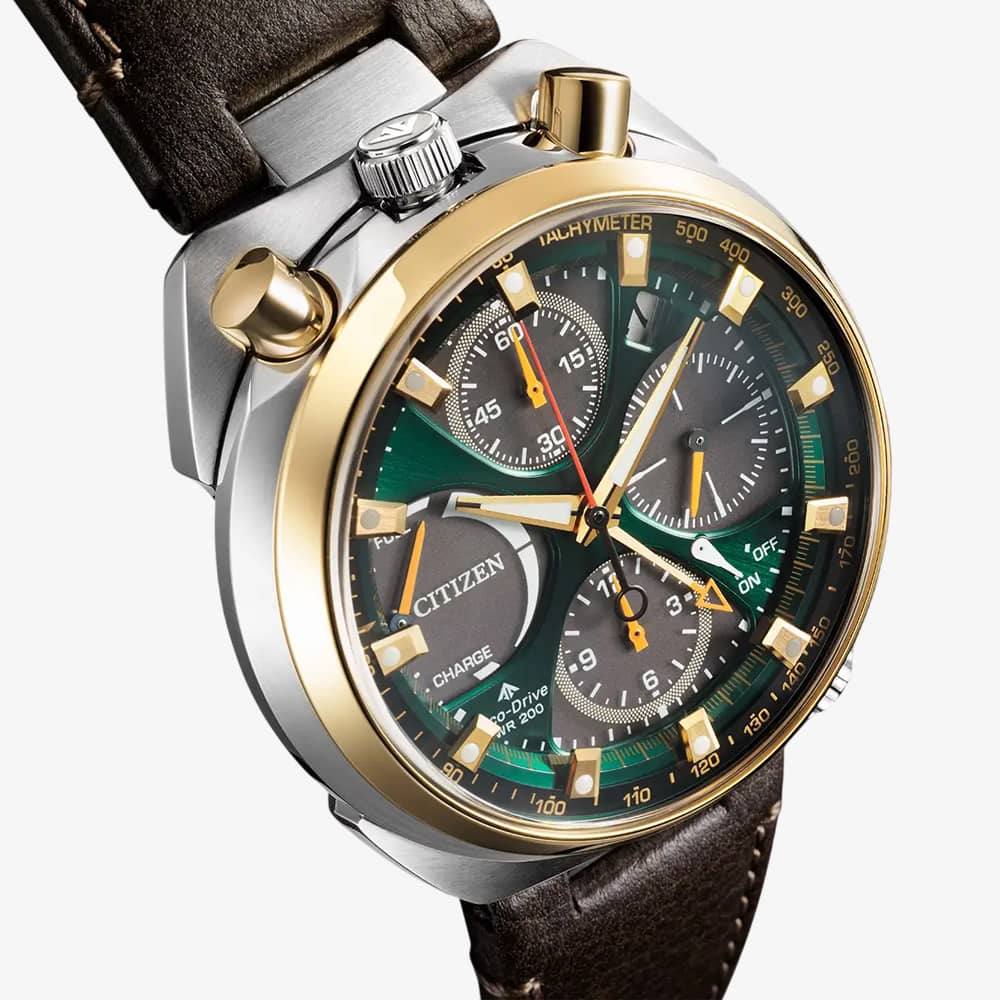 Citizen Mens Limited Edition Promaster Bullhead Racing Chronograph Leather Strap Watch AV0104-06W