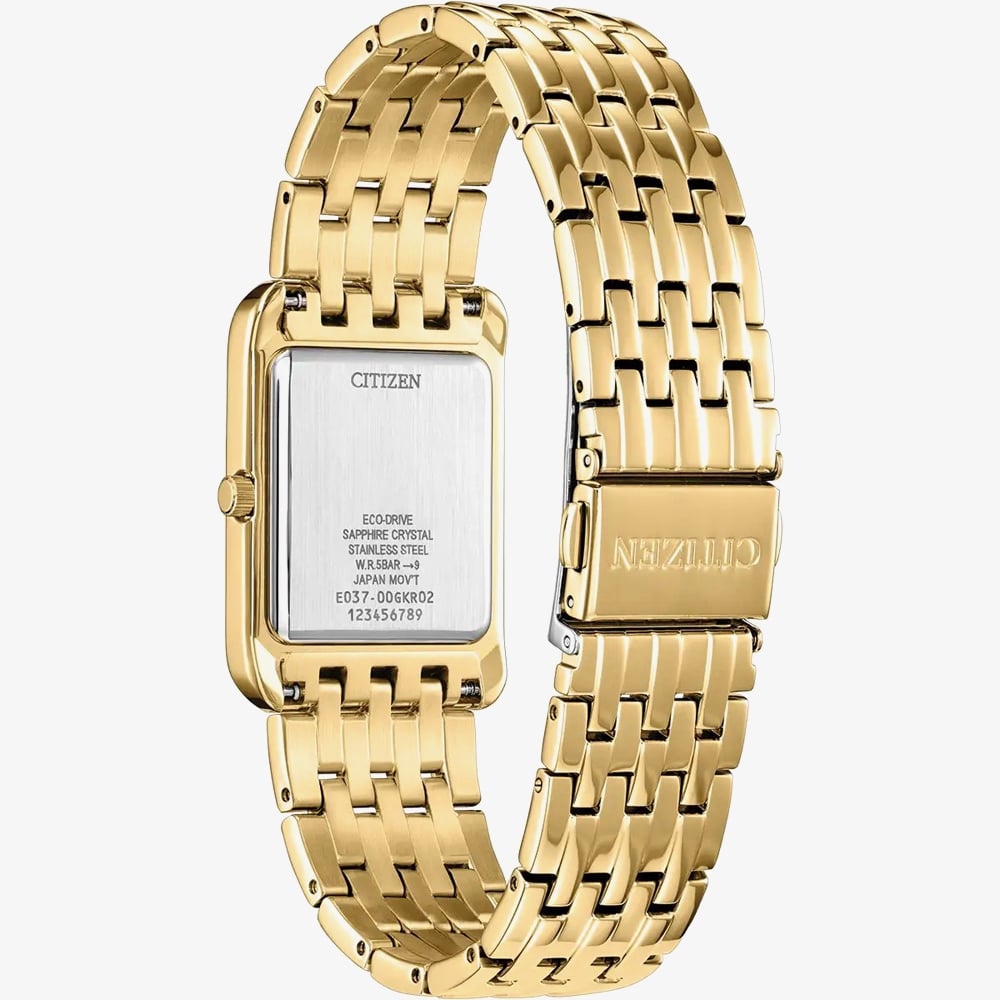 Citizen Mens Dress Classic Red Dial Rectangle Golden Bracelet Watch BJ6572-54X