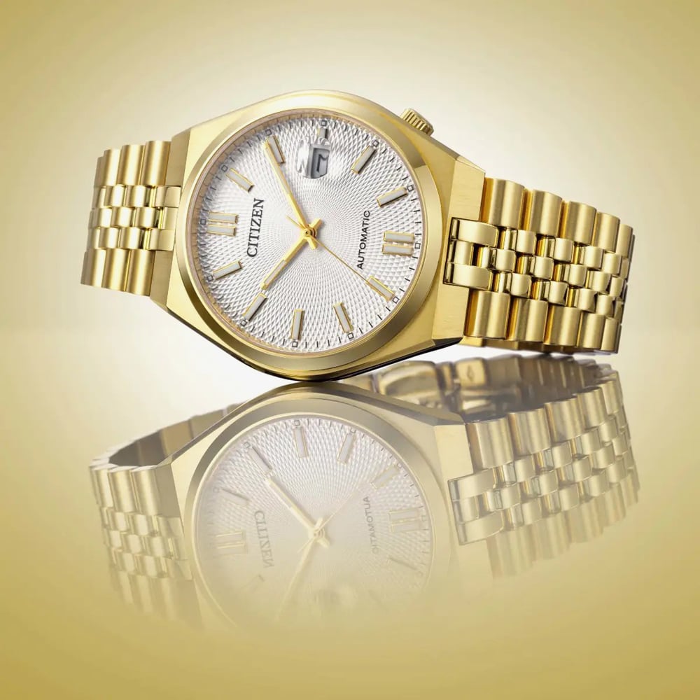 Citizen Mens Tsuyosa 60 White Dial Golden Bracelet Watch NK0022-50A