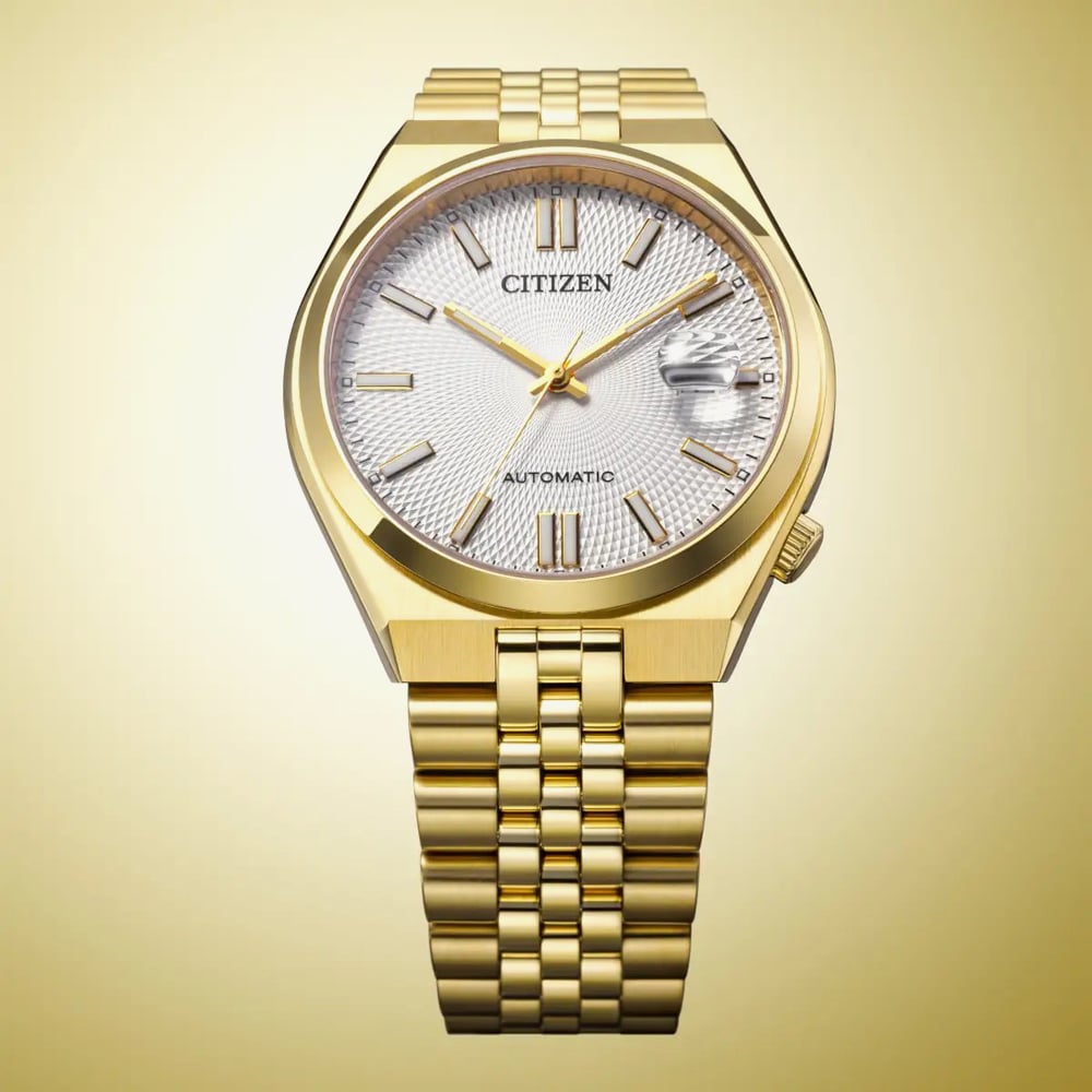 Citizen Mens Tsuyosa 60 White Dial Golden Bracelet Watch NK0022-50A