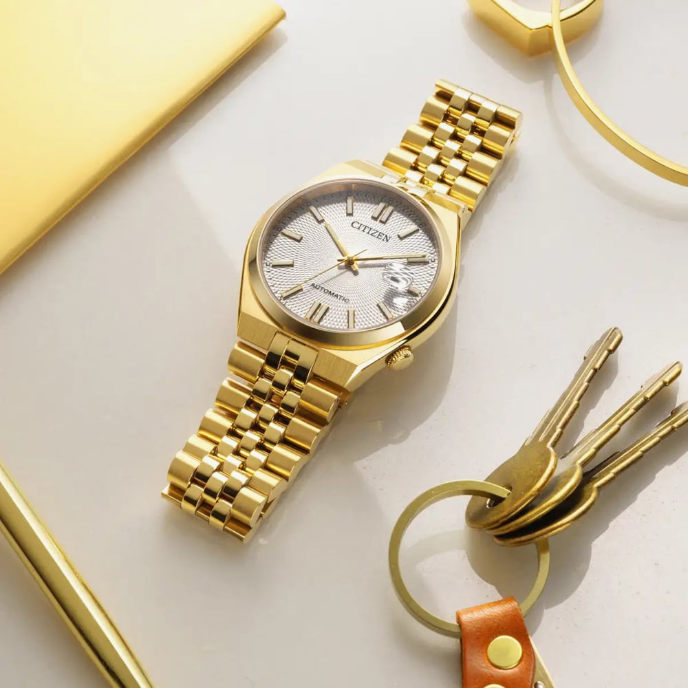 Citizen Mens Tsuyosa 60 White Dial Golden Bracelet Watch NK0022-50A