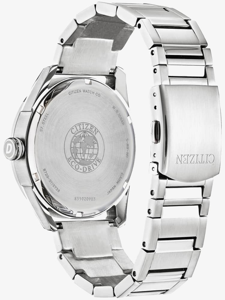 Citizen Mens Eco-Drive Silver Day Date Dial Stainless Steel Bracelet Watch AW0080-57A