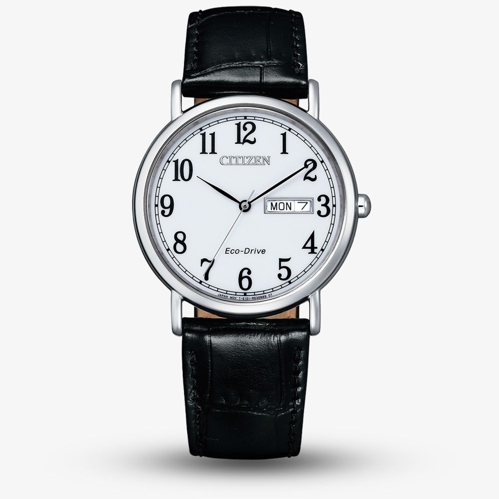 Citizen Mens Eco Drive White Dial Black Strap Watch BM8240-11B