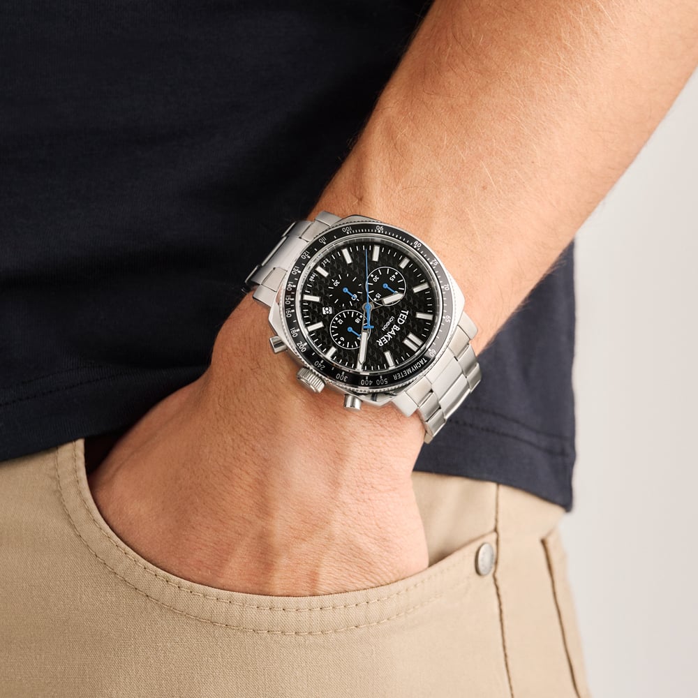 Ted Baker Mens Silver Tone Case Black Dial Watch BKPCNS4059I