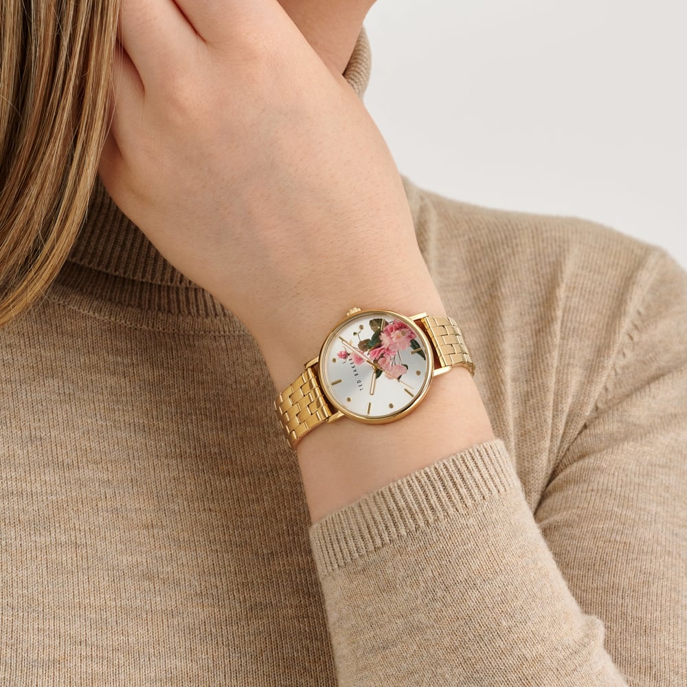Ted Baker White Printed Dial & Gold Watch BKPPHF3099I