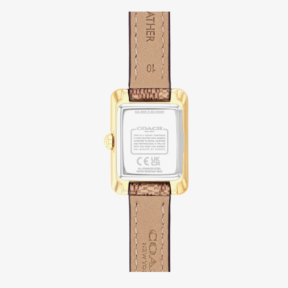 Coach Ladies Mara Gold Tone Brown Leather Strap Watch 14504585