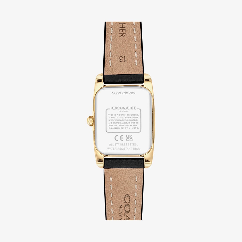 Coach Ladies Reese Black Leather Strap Watch 14504647
