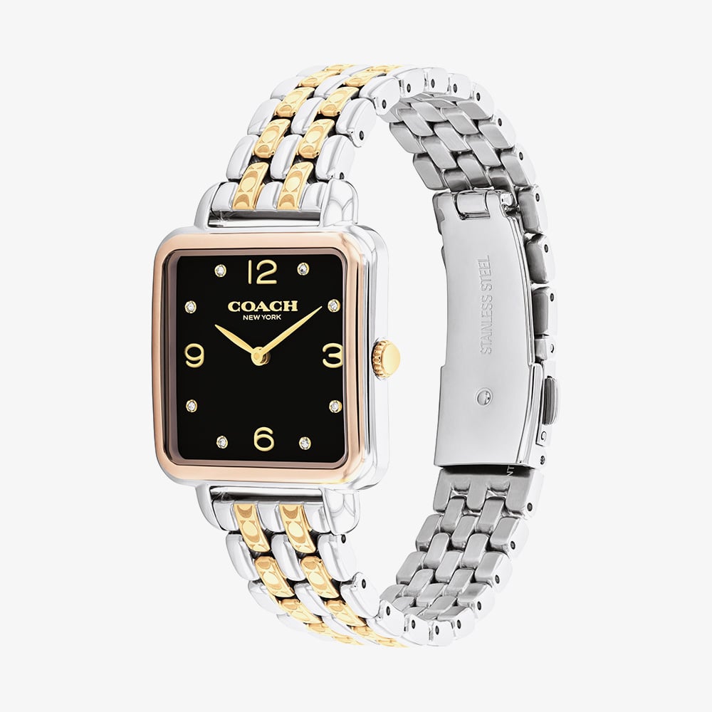 Coach Ladies Cass Black Dial Two Tone Watch 14504496