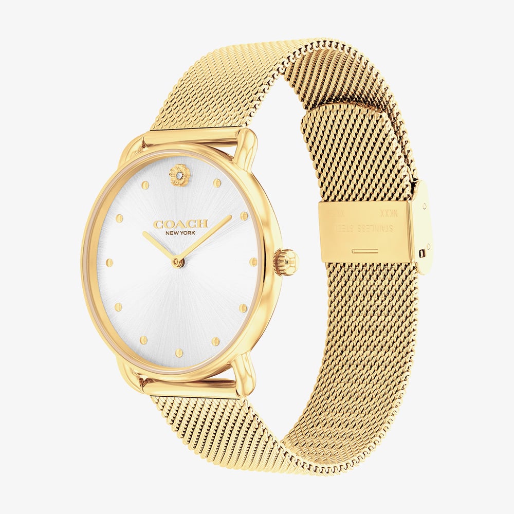 Coach Ladies Elliot Gold Tone Mesh Bracelet Watch 14504208