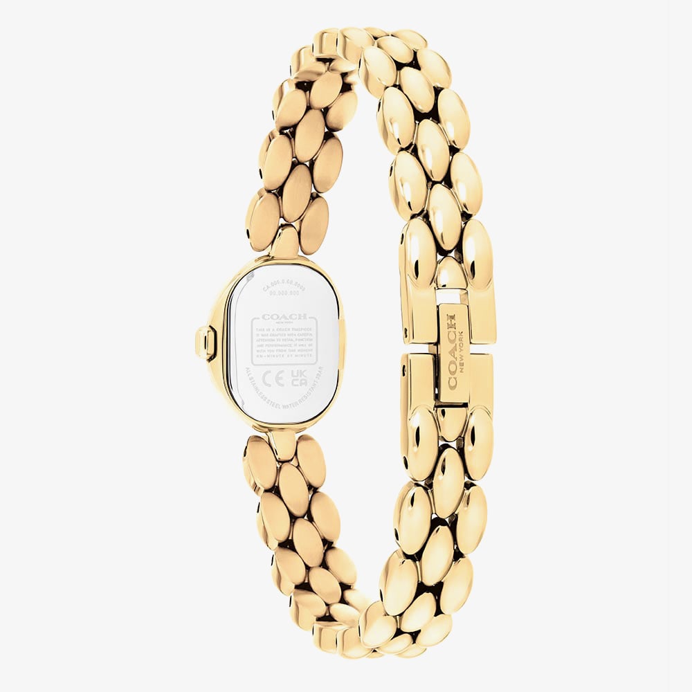 Coach Ladies Sammy Golden Oval White Dial Bracelet Watch 14504735