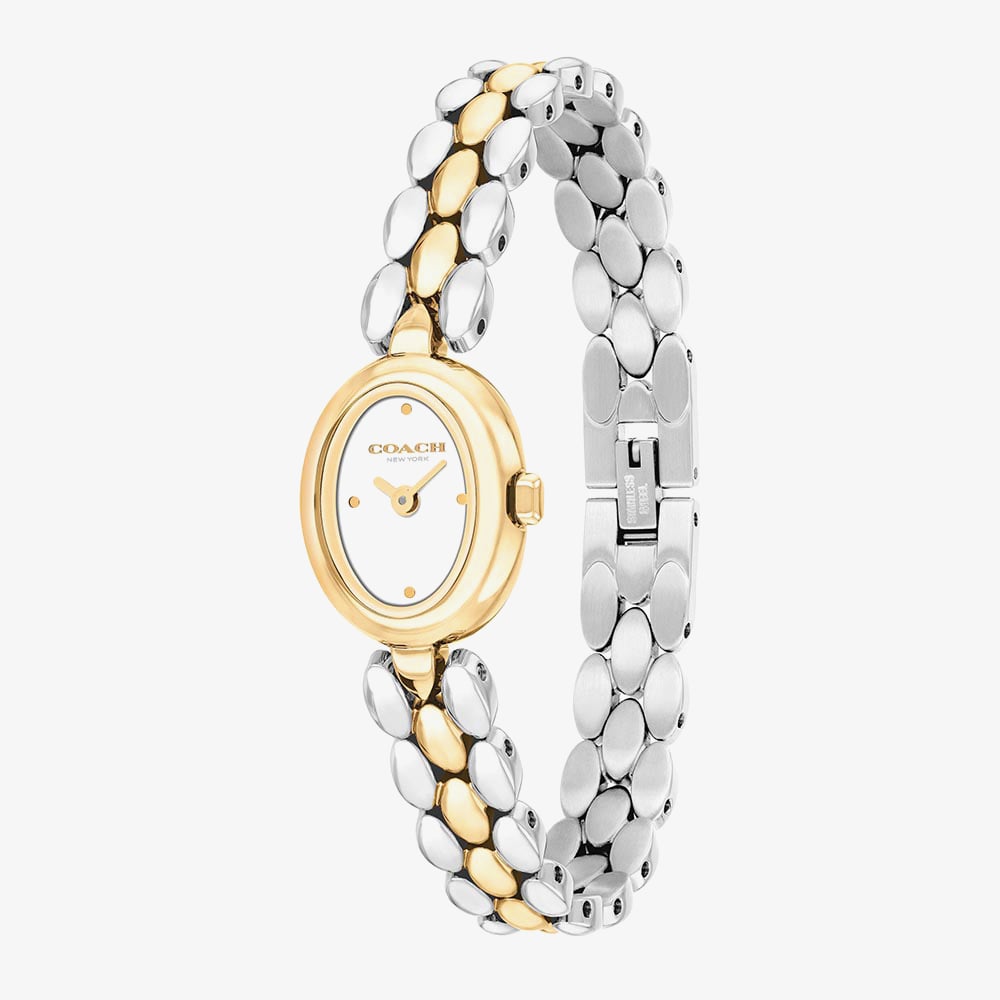 Coach Ladies Sammy Two Tone Oval White Dial Bracelet Watch 14504738