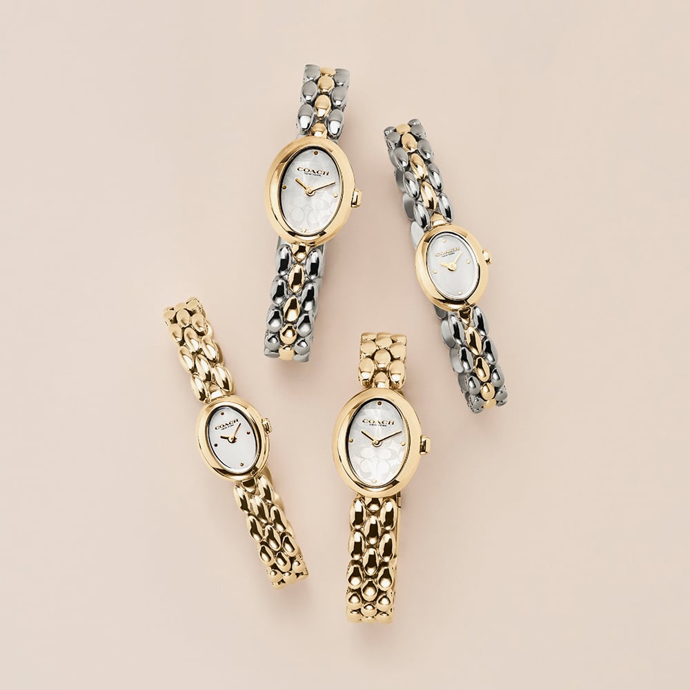 Coach Ladies Sammy Two Tone Oval White Dial Bracelet Watch 14504738