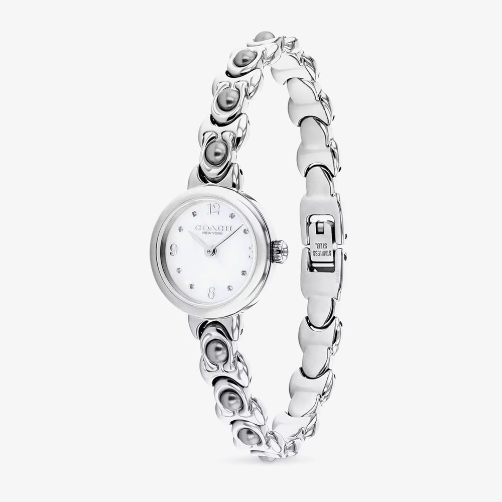 Coach Ladies Iris Mother of Pearl Dial Pearl Bracelet Watch 14504698