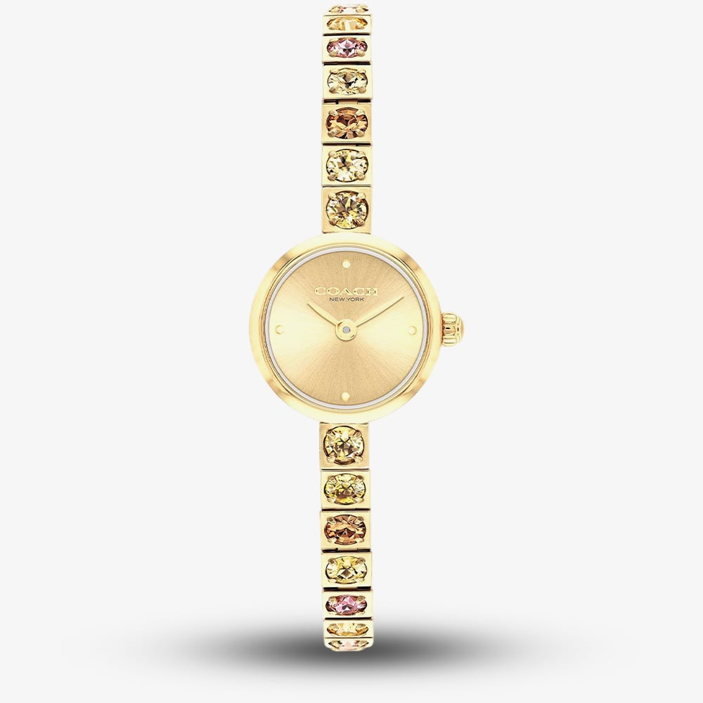 Coach Ladies Iris Gold Dial Golden Tennis BraceletWatch 14504723