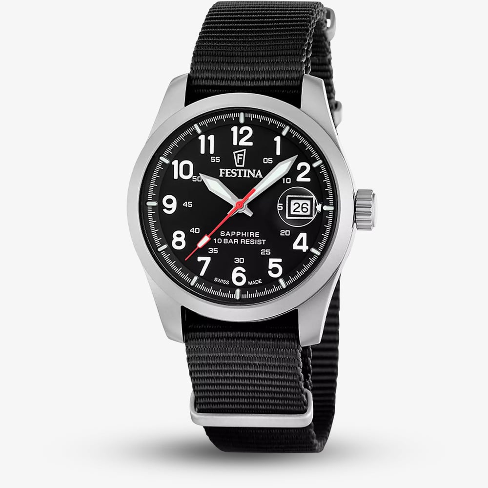 Festina Mens Field Black NATO Strap Watch F20082/3