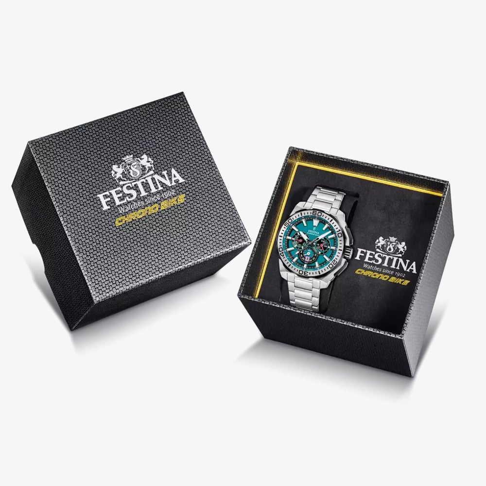 Festina Mens Chrono Bike Teal Dial Chronograph Watch F20724/6