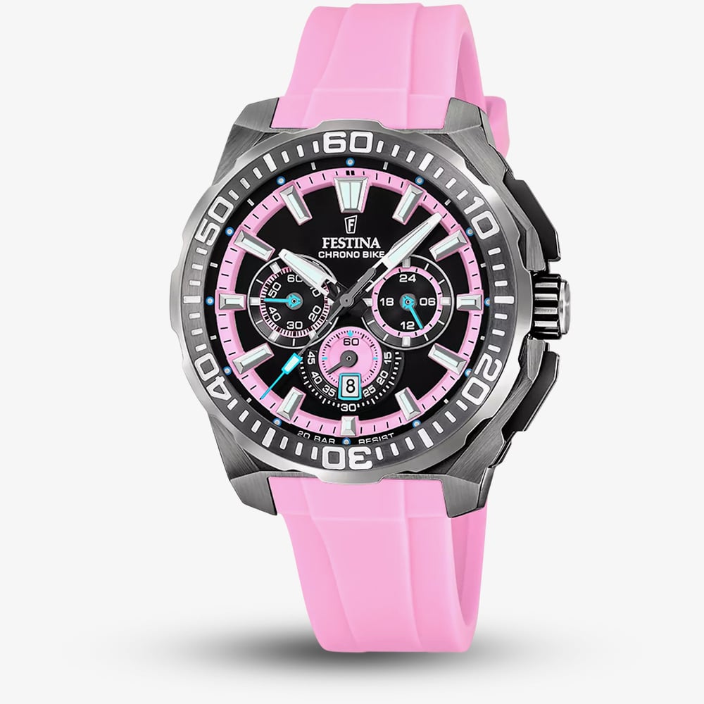 Click to view product details and reviews for Festina Mens Chrono Bike Pink Rubber Strap Chronograph Watch F20725 2.
