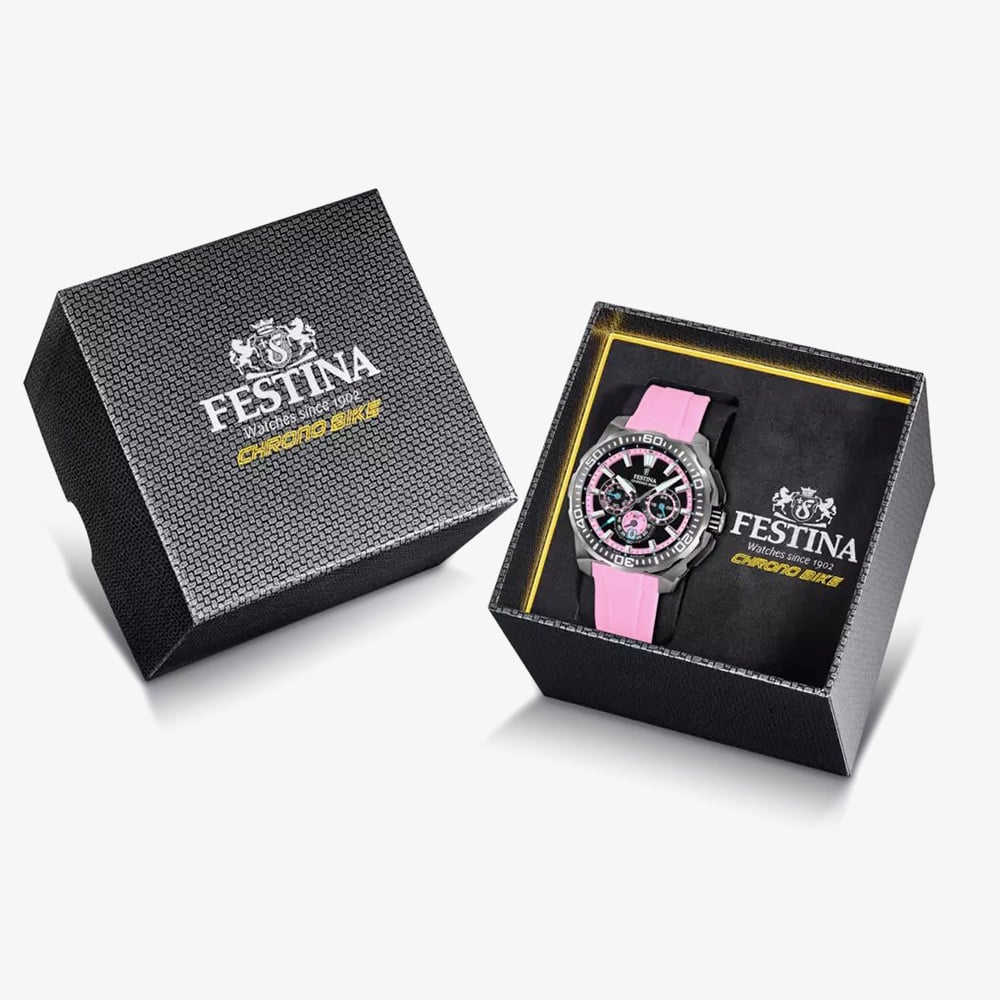Festina Mens Chrono Bike Pink Rubber Strap Chronograph Watch F20725/2