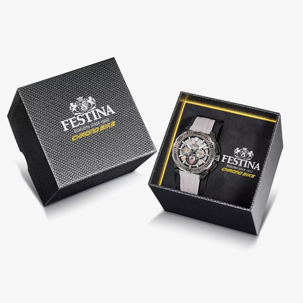 Festina Mens Chrono Bike Grey Rubber Strap Chronograph Watch F20726/1