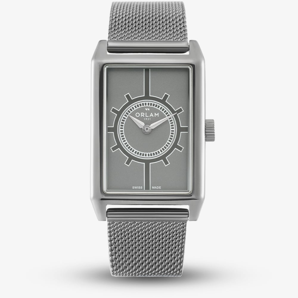 Orlam Mens Era Grey Rectangle Dial Mesh Bracelet Watch ORDGMEP007