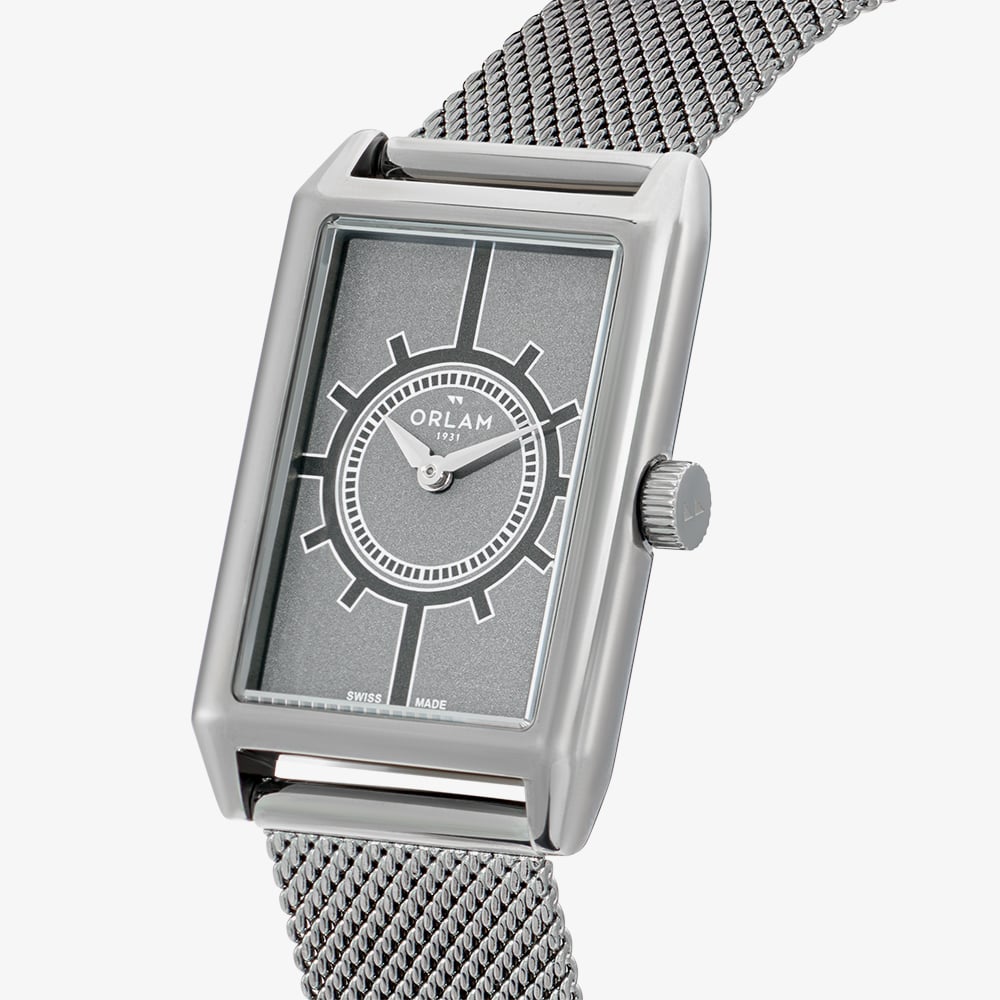 Orlam Mens Era Grey Rectangle Dial Mesh Bracelet Watch ORDGMEP007