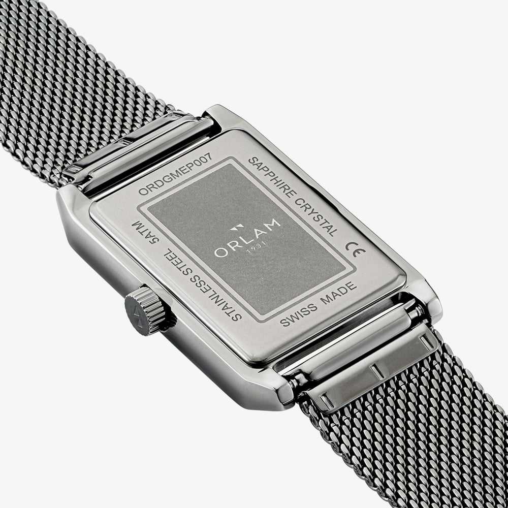 Orlam Mens Era Grey Rectangle Dial Mesh Bracelet Watch ORDGMEP007