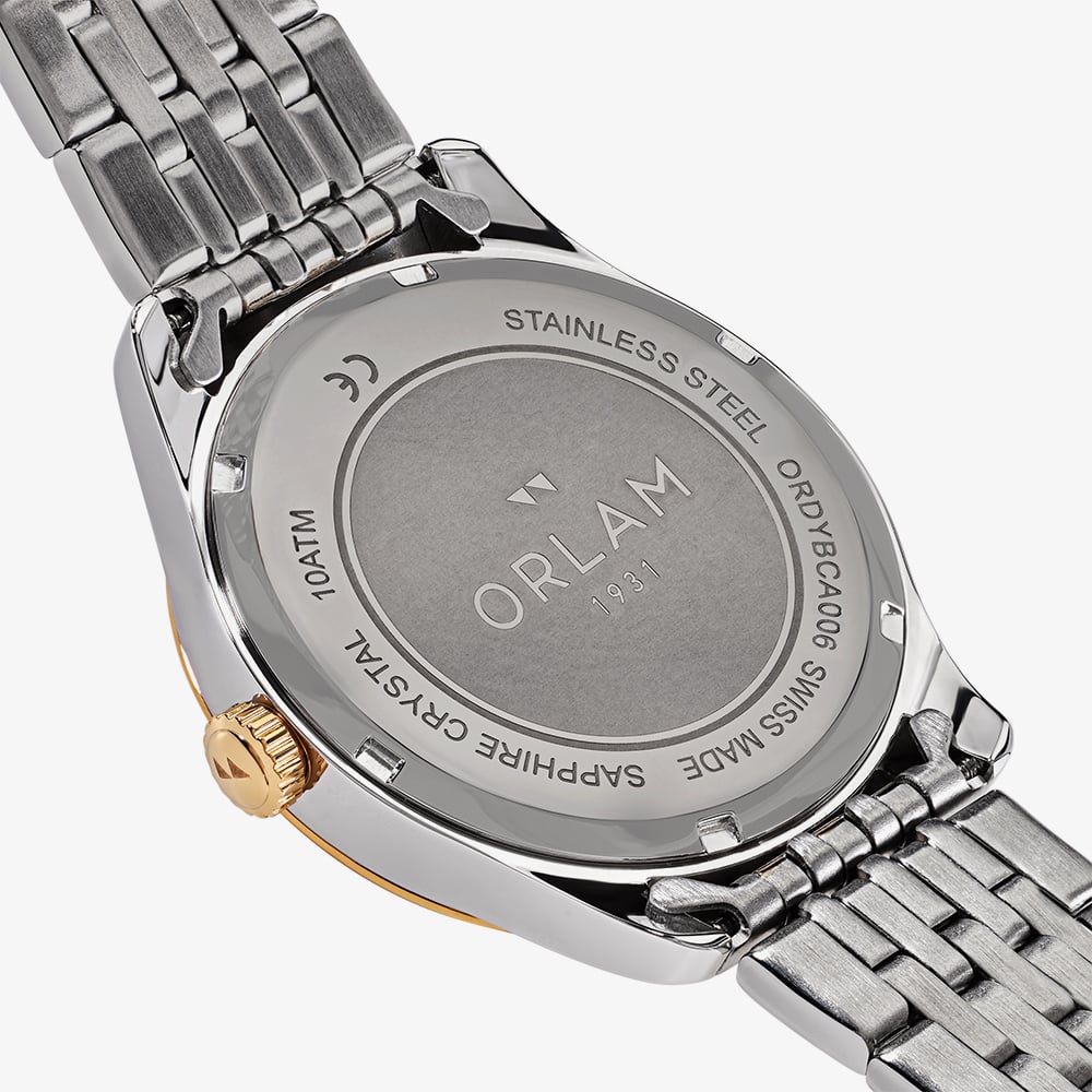 Orlam Mens Cadence Black Dial Two Colour Bracelet Watch ORDYBCA006