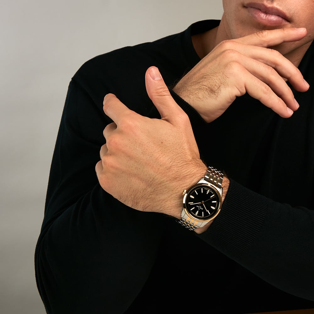 Orlam Mens Cadence Black Dial Two Colour Bracelet Watch ORDYBCA006
