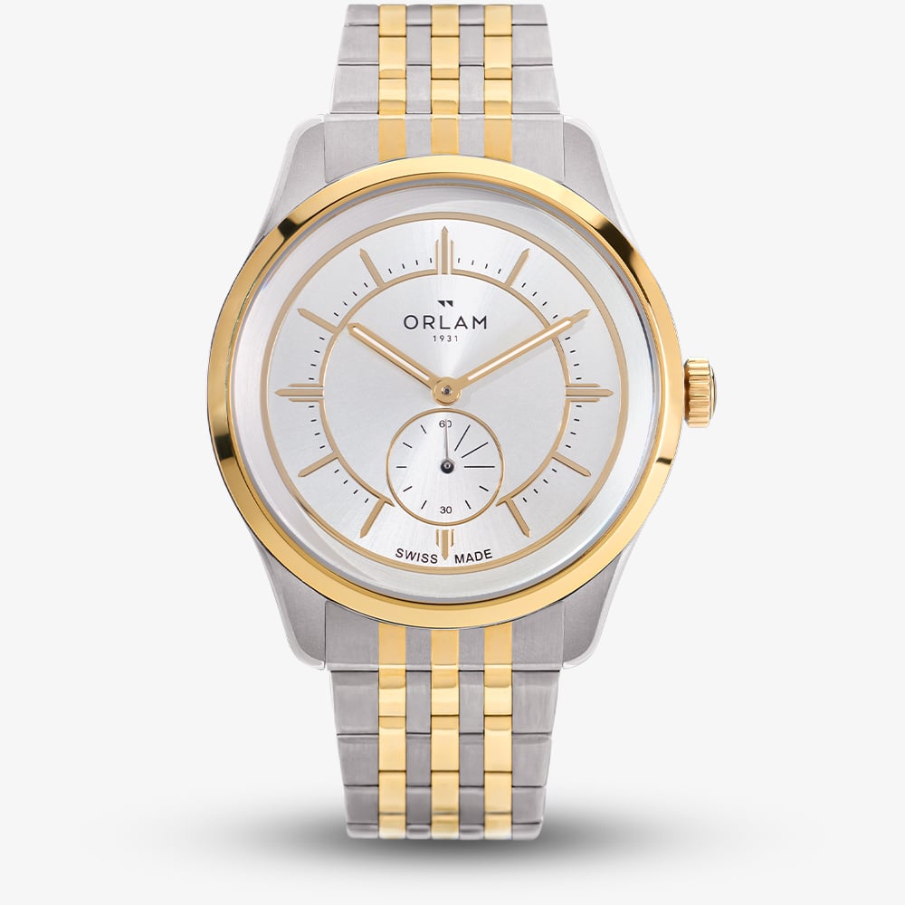 Orlam Mens Echo Silver Dial Two Colour Bracelet Watch ORDYBEC006