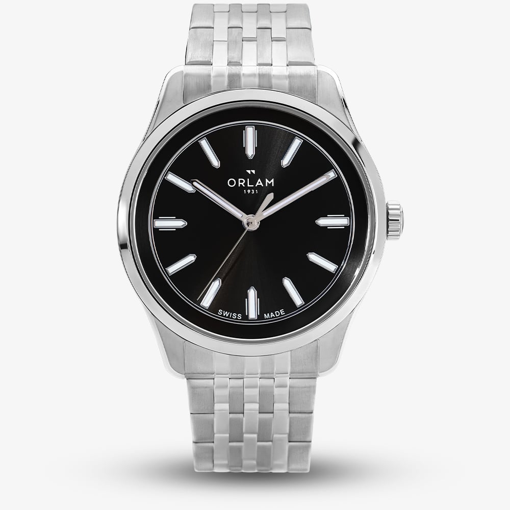 Orlam Mens Cadence Black Dial Silver Bracelet Watch ORSSBCA004