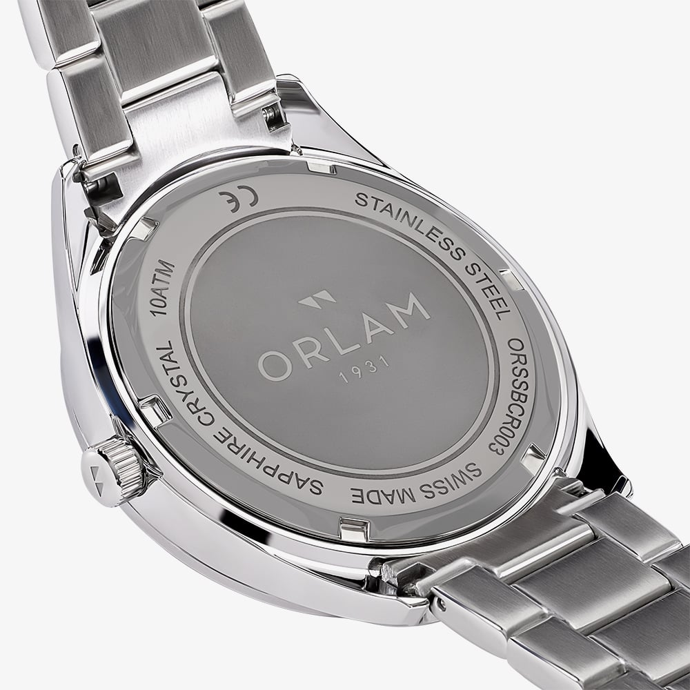 Orlam Mens Twilight Black Dial Silver Bracelet Watch ORSSBCR003