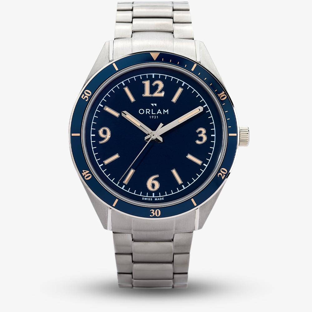 Orlam Mens Twilight Blue Dial Silver Bracelet Watch ORSSBCR005
