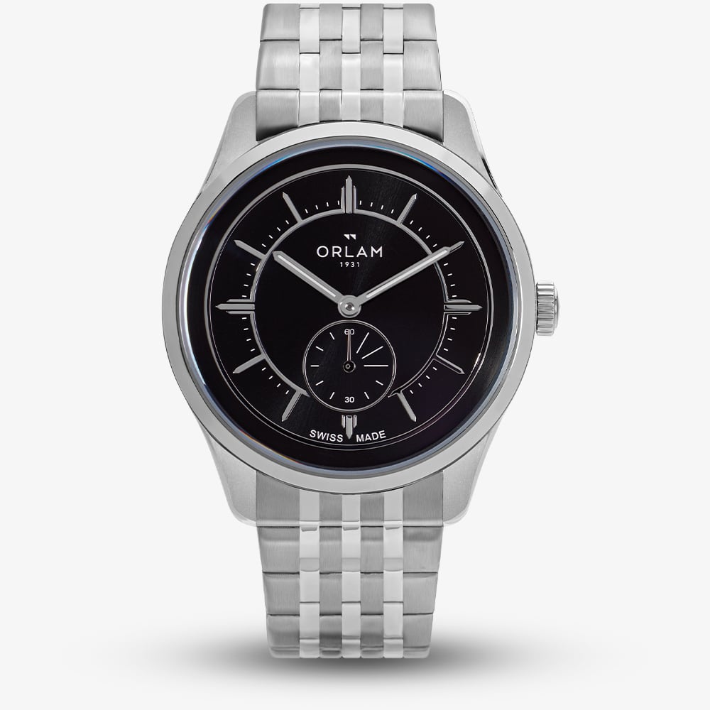 Orlam Mens Echo Black Dial Silver Bracelet Watch ORSSBEC003