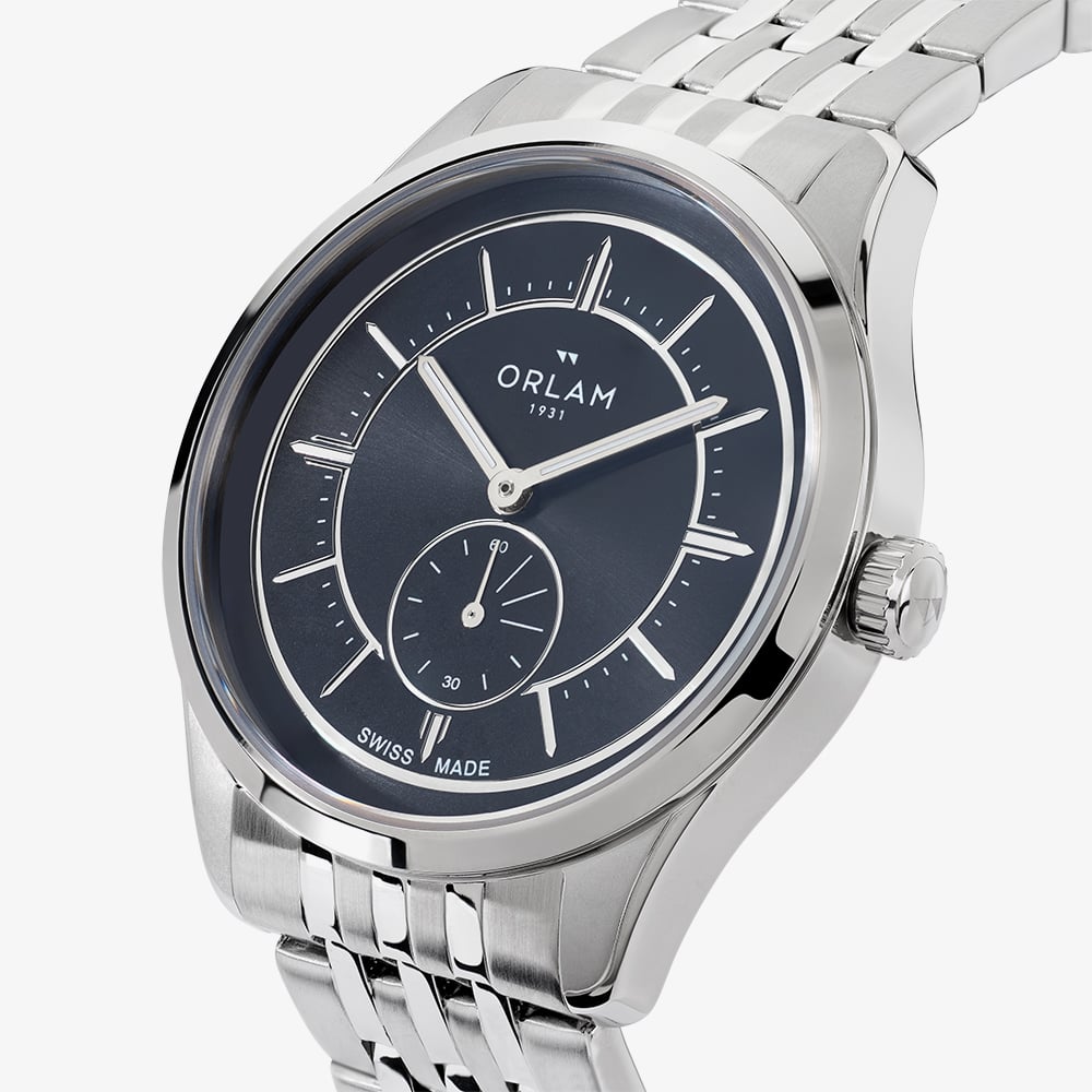 Orlam Mens Echo Black Dial Silver Bracelet Watch ORSSBEC003