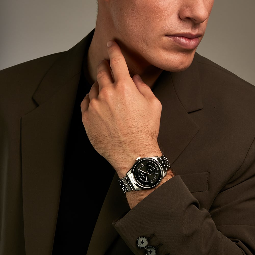Orlam Mens Echo Black Dial Silver Bracelet Watch ORSSBEC003