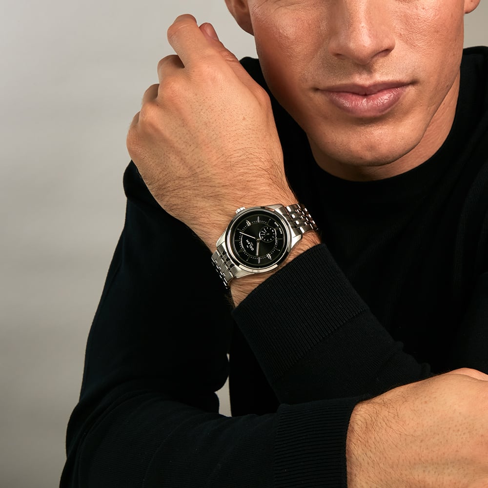 Orlam Mens Echo Black Dial Silver Bracelet Watch ORSSBEC003