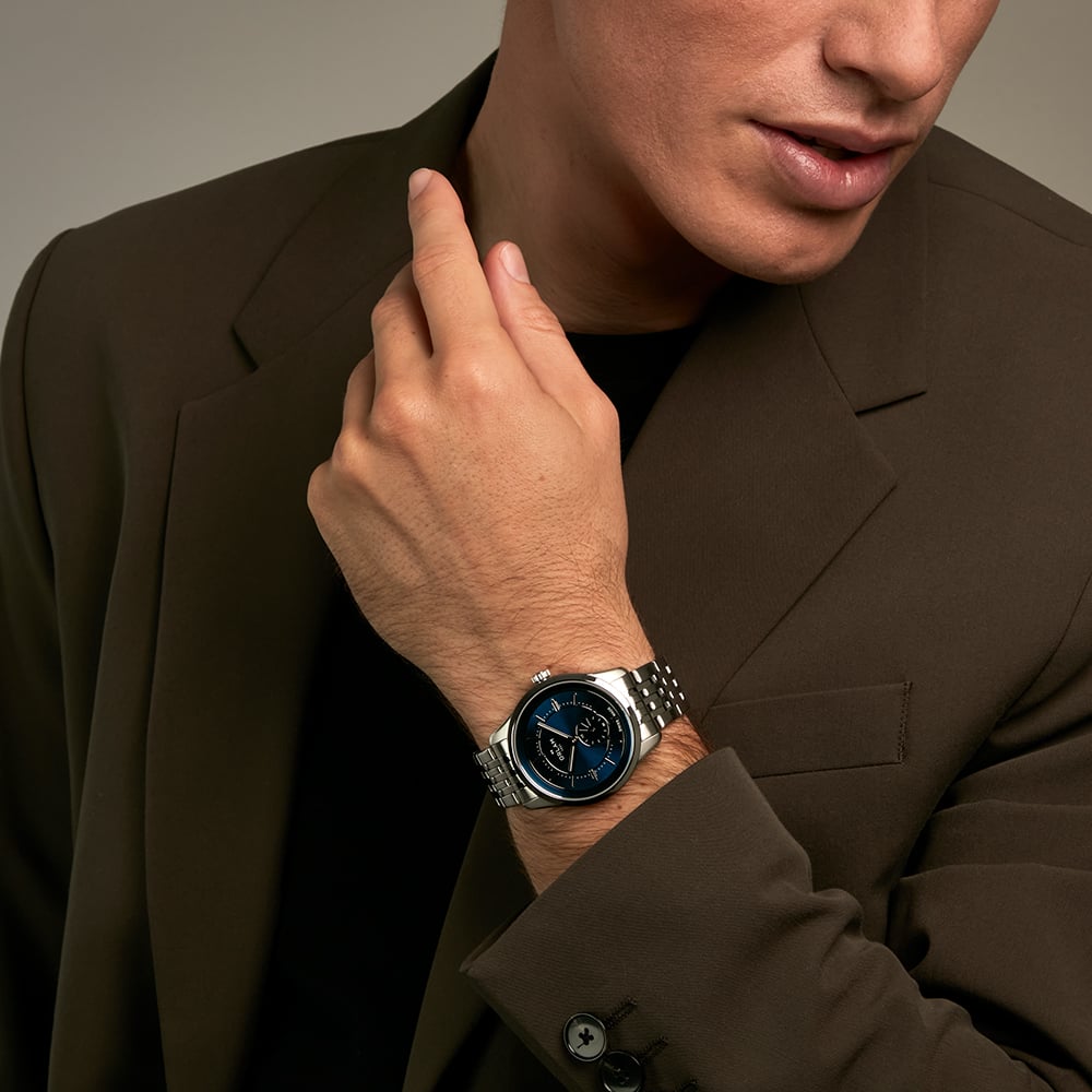 Orlam Mens Echo Blue Dial Silver Bracelet Watch ORSSBEC004