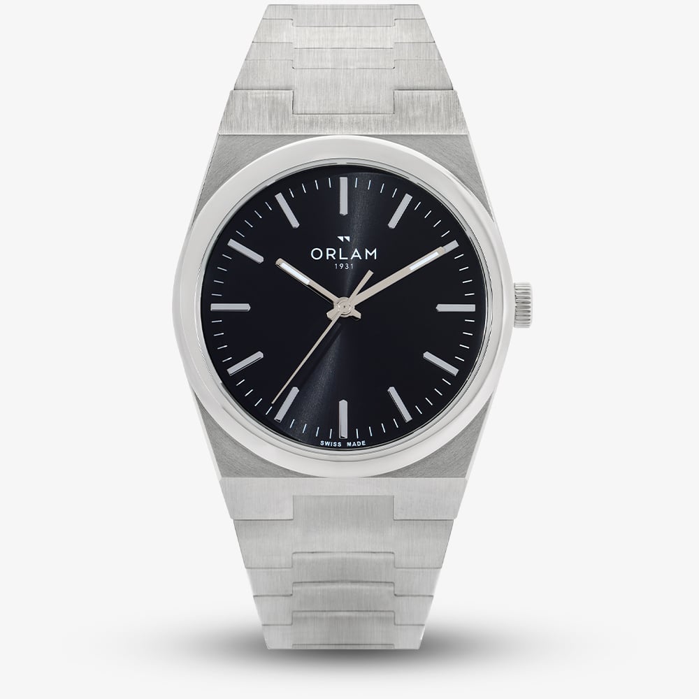 Orlam Mens Elan Black Dial Silver Bracelet Watch ORSSBEL002