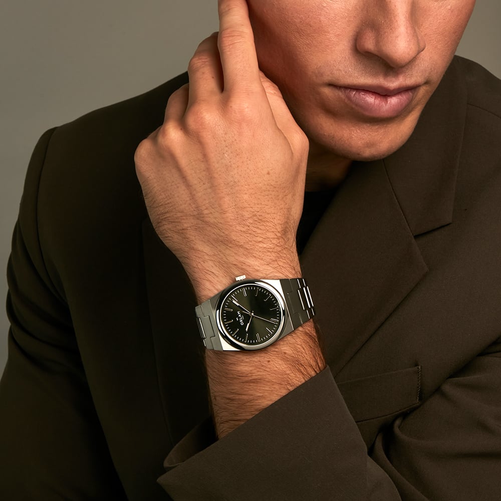 Orlam Mens Elan Black Dial Silver Bracelet Watch ORSSBEL002