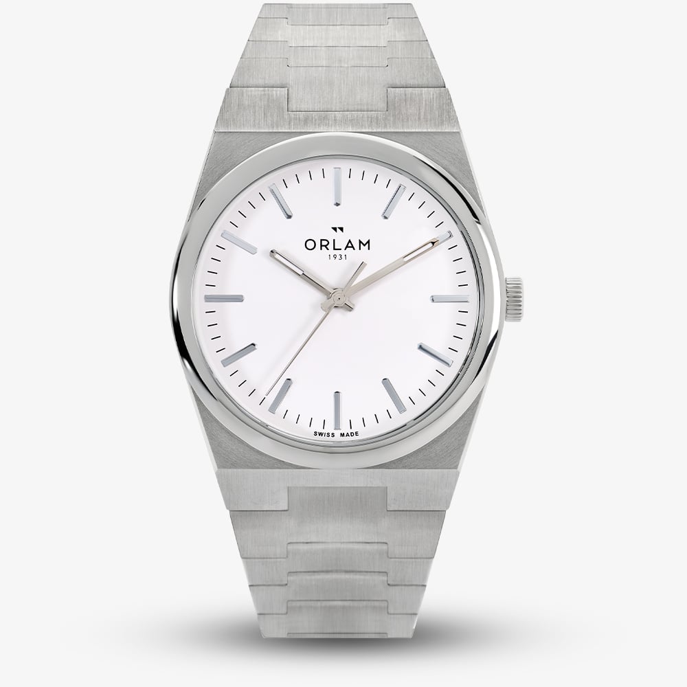 Orlam Mens Elan White Dial Silver Bracelet Watch ORSSBEL004