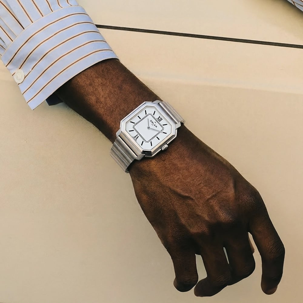 Orlam Mens Heritage White Square Dial Silver Bracelet Watch ORSSBHE004