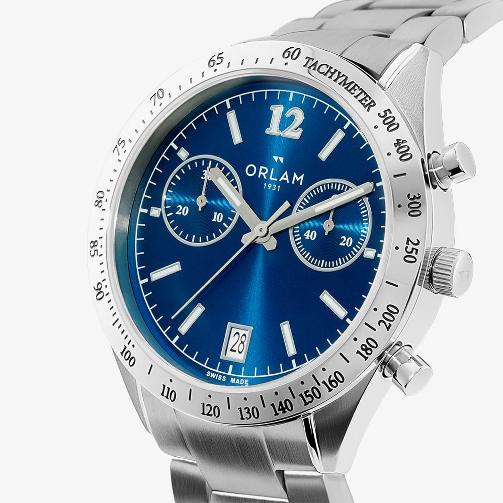 Orlam Mens Legend Blue Dial Silver Bracelet Watch ORSSBLE004