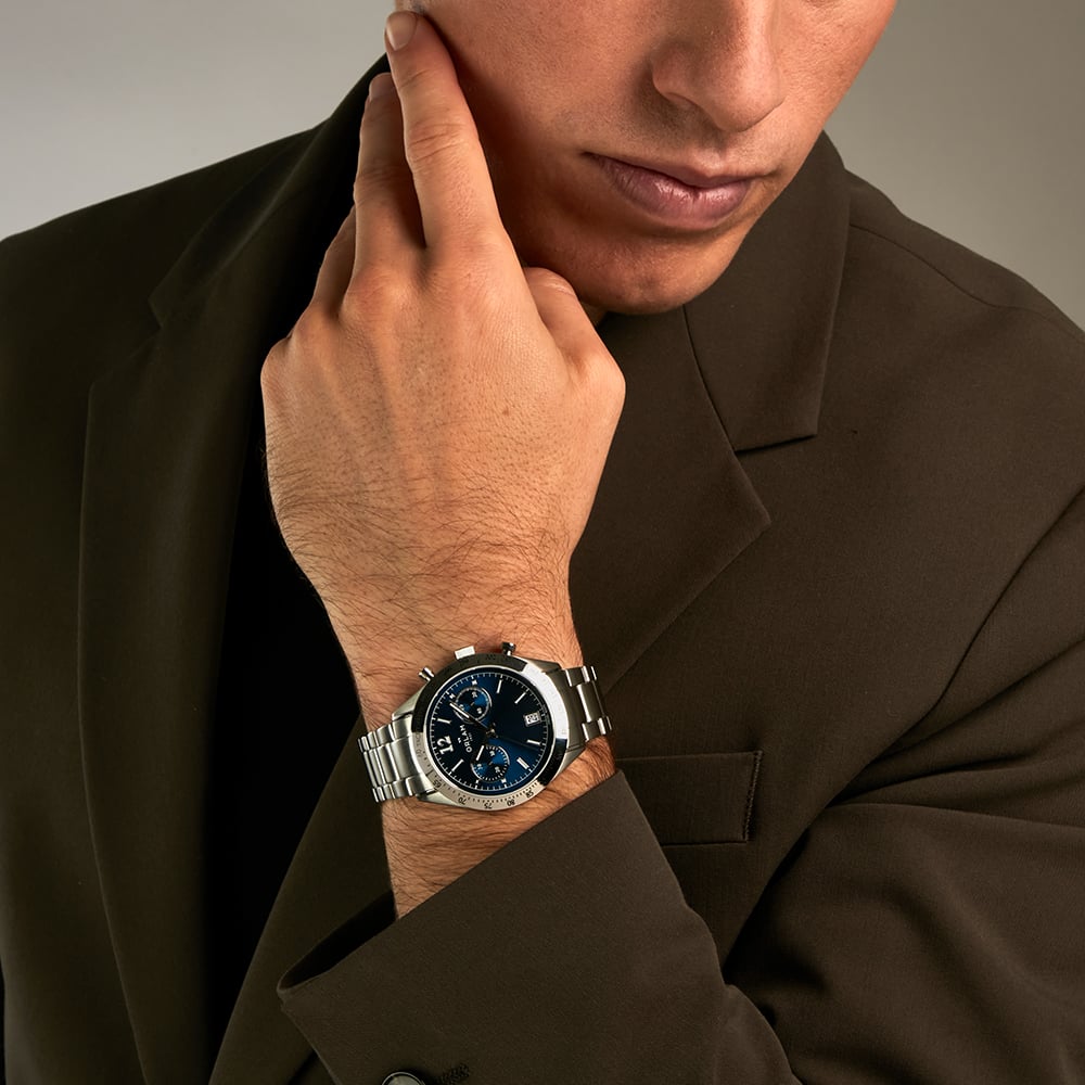 Orlam Mens Legend Blue Dial Silver Bracelet Watch ORSSBLE004
